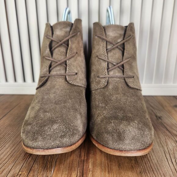 TOMS Lunata Womens Sz 8.5 Gray Suede 3" Heeled Rustic Booties Ankle Boots 300416 - Picture 2 of 11